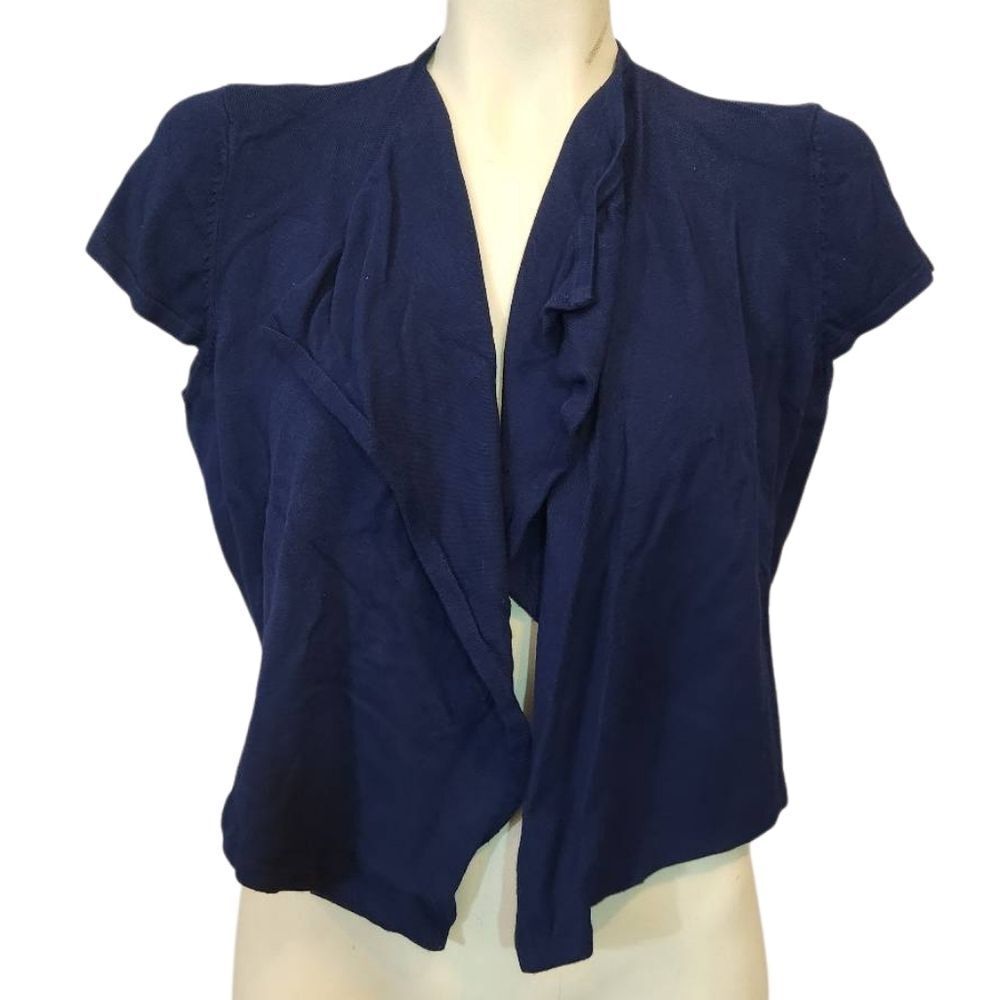 Cato Deep Blue Women's Knit Short Sleeve‎ Cardigan Size Medium